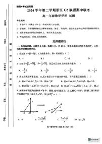 浙江省G5联盟2024-2025学年高一下学期期中考试数学试题（无答案）