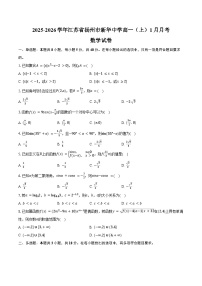 2025-2026学年江苏省扬州市新华中学高一（上）月考数学试卷（1月）（含答案）