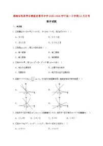 湖南省张家界市桑植县第四中学2025--2026学年高一上册12月月考数学试题【附解析】