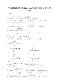 广东省深圳实验学校光明部2025~2026学年高一上册12月月考数学试卷（含答案）