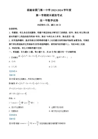 福建省厦门市第一中学2023-2024学年高一上学期期末模拟数学试题（解析版）