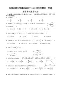 湖北省宜昌市部分省级示范高中2024-2025学年高一下学期4月期中联合考试数学试卷（无答案）