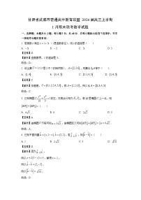 【数学】甘肃省武威市普通高中教育联盟2026届高三上学期1月期末联考试题（学生版+解析版）