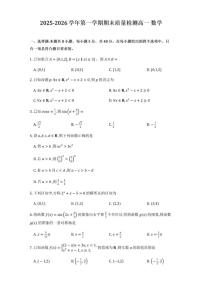 2025-2026学年广东省深圳市罗湖区高一上学期期末数学试卷（含答案）