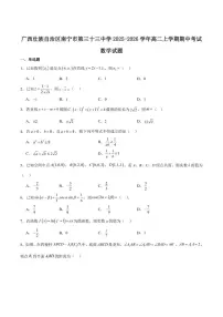 广西南宁市第三十三中学2025-2026学年高二上学期期中段考数学试卷（含答案）