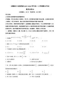 安徽皖江名校联盟2025-2026学年高一上学期期末考试数学试卷B（试卷+解析）