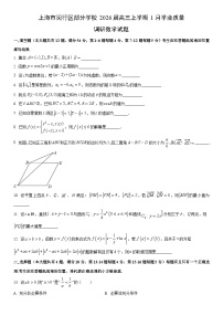 2026届上海市闵行区部分学校高三上学期1月学业质量调研数学试卷（学生版）
