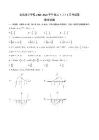 2026届安徽滁州定远县育才学校高三上学期1月月考数学试卷（含答案）