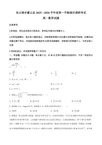 江苏连云港市灌云县2025-2026学年度第一学期期末调研考试高一数学试题（试卷+解析）