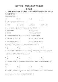 浙江绍兴市上虞区2025-2026学年高二第一学期期末教学质量调测数学试题（试卷+解析）