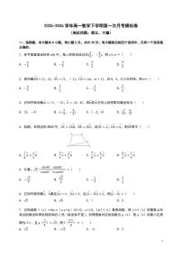 湖北武昌实验中学2025-2026学年高一下学期数学第一次月考模拟试卷+答案