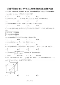 2025-2026学年云南普洱市高三上学期期末教学质量监测数学（含答案）试卷