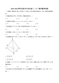 2025-2026学年北京市丰台区高二（上）期末数学试卷（含解析）