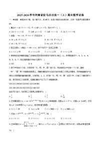 2025-2026学年河南省驻马店市高一（上）期末数学试卷（含答案）