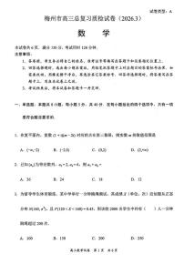 广东梅州市2026届高三下学期3月总复习质检数学试卷+答案