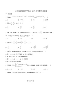 湖南省长沙市长沙大学附属中学2026届高三上学期10月月考数学试题 Word版含解析