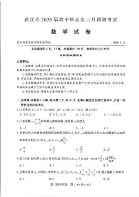 数学-2026届武汉市高三3月调研考试试卷及答案