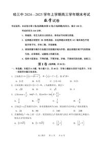 黑龙江省哈尔滨市第三中学校2024-2025学年度上学期高三学年期末考试 数学试卷(含答案)