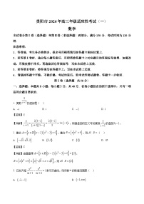 贵州省贵阳市2026届高三下学期适应性考试（一）数学试卷（含解析）