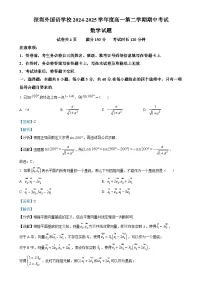 广东省深圳外国语学校高一下学期期中考试数学试题（解析版）-A4