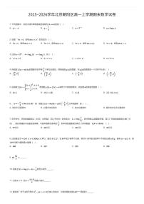 2025~2026学年北京朝阳区高一上学期期末数学试卷（有答案解析）