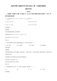 2025~2026学年江苏省扬州市扬州中学教育集团树人学校高一上册1月阶段测试数学试卷（含解析）