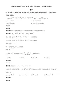 2025-2026学年安徽省合肥市高二上册期末模拟数学试卷（含解析）