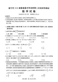 广西南宁2025-2026学年下学期高三高考二模数学试卷含答案