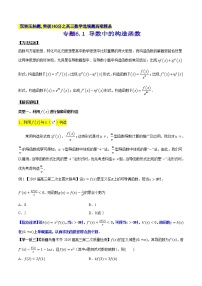 专题6.1 导数中的构造函数-2020届高考数学压轴题讲义(选填题)（原卷版）