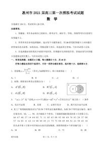 惠州市2021届高三第一次模拟考试数学试题含答案（含答案）