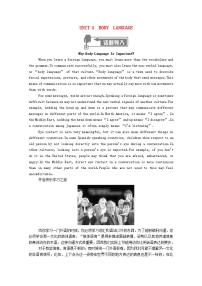 英语Unit 4 Body Language学案