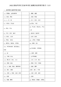 2022届高考词汇及延伸词汇自测及语法填空练习（13）