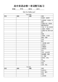 高中英语北师大版必修一单词默写练习（Unit1LifeChoices）无答案