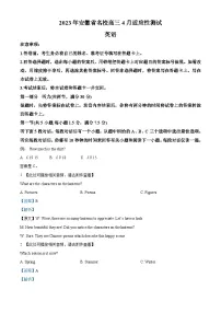 2023届安徽省名校高三下学期4月适应性测试英语试题 Word版含解析