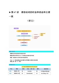 第07讲+谓语动词的时态、语态和主谓一致（讲义）-2024年高考英语一轮复习讲练测（新教材新高考）