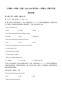 2023-2024学年四川省眉山市仁寿第一中学校（北校）高一上学期11月期中考试英语试题含答案