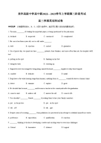 2023-2024学年广东省深圳市龙华高级中学高二上学期第二阶段考试（11月底）英语试题含答案