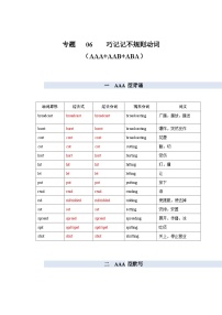 专题06  巧记不规则动词（AAA+AAB+ABA型）-备考2024年高考英语单词变形速记精练（解析版）