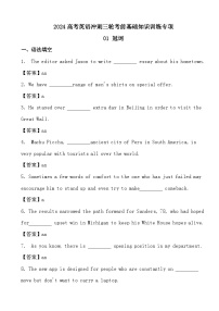 2024高考英语冲刺三轮考前基础知识训练专项01 冠词（答案）