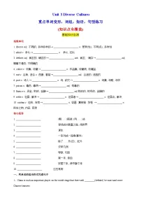 人教版2019高中英语必修第三册Unit3 Diverse Cultures重点单词变形，词组，短语，句型练习（分层作业）