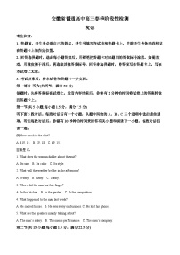 安徽省部分学校2023-2024学年高三下学期春季阶段性检测英语试题  Word版含解析