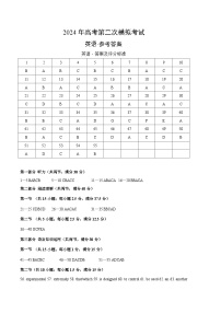 2024年高考第二次模拟考试卷：英语（新高考I卷 01）（参考答案）