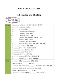 英语必修 第一册Unit 1 Teenage life优质导学案