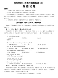 2024咸阳高三下学期三模考试英语含答案