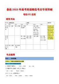 专题01 名词 （教师版+学生版）---高考英语精选考点专项突破