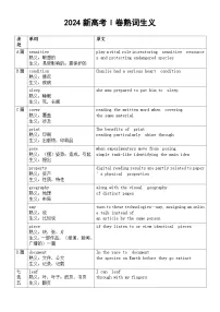 高中英语2025届高考2024新高考I卷II卷熟词生义整理