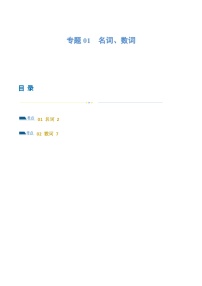 新高考英语二轮复习讲练测专题01  名词、数词（练习）（2份打包，原卷版+解析版）