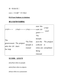 高中英语人教版 (2019)必修 第二册Unit 1 Cultural Heritage学案