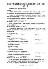 四川省大数据精准教学联盟2024-2025学年高三上学期第一次统一监测考试英语试题