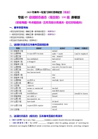 2025年高考英语一轮复习知识清单（全国通用）专题05 动词时态语态（现在时）100题（练案）原卷版
